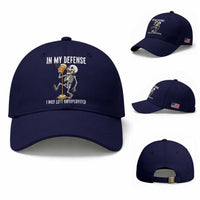 Funny Skeleton Beer Baseball Cap In My Defence I Was Left Unsupervised