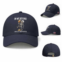 Funny Skeleton Beer Baseball Cap In My Defence I Was Left Unsupervised