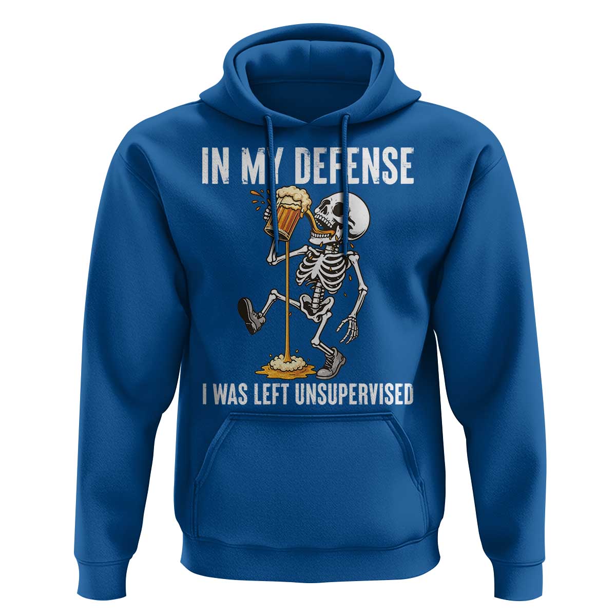 Funny Skeleton Beer Hoodie In My Defence I Was Left Unsupervised - Wonder Print Shop