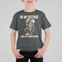 Funny Skeleton Beer T Shirt For Kid In My Defence I Was Left Unsupervised - Wonder Print Shop