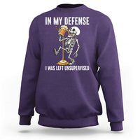 Funny Skeleton Beer Sweatshirt In My Defence I Was Left Unsupervised - Wonder Print Shop
