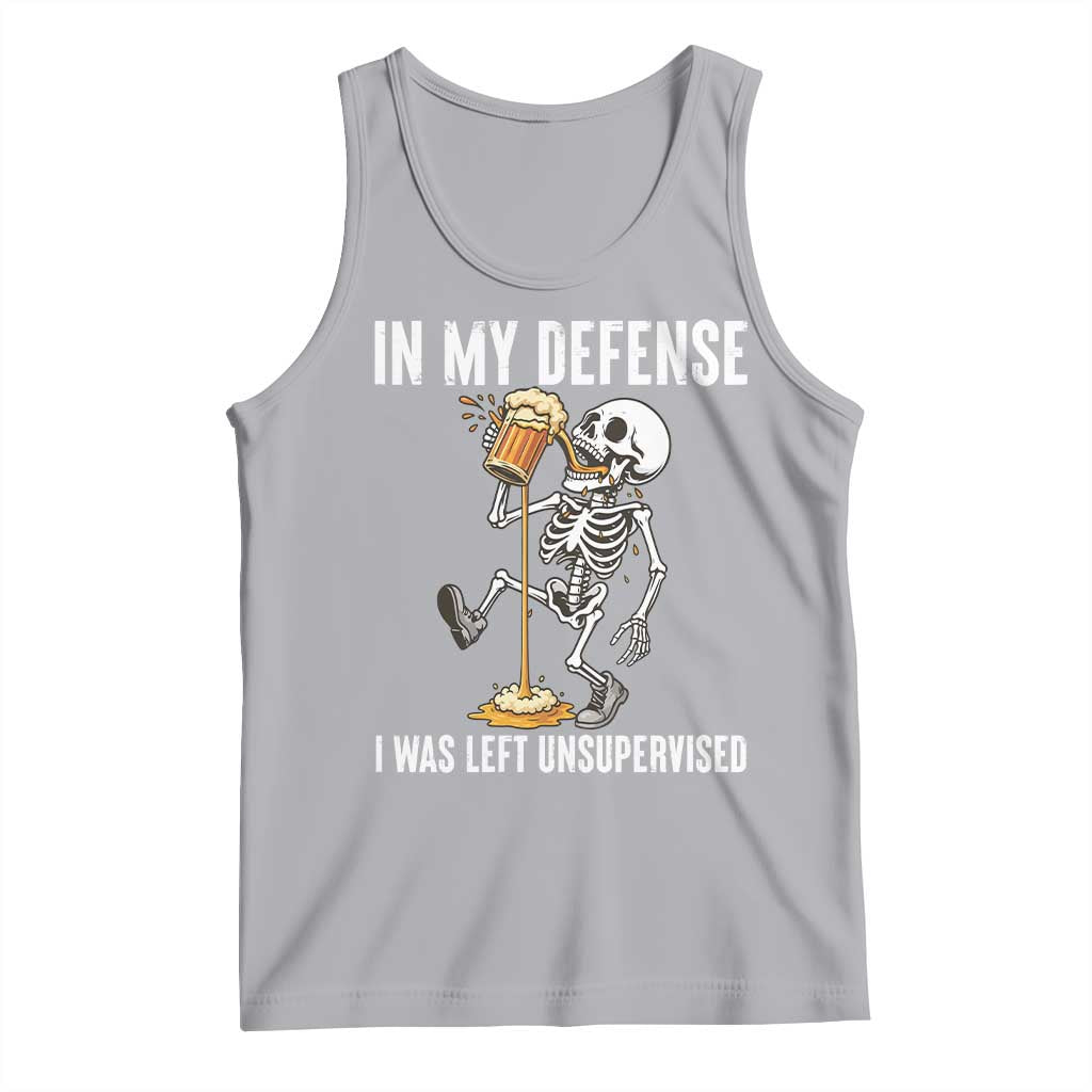 Funny Skeleton Beer Tank Top In My Defence I Was Left Unsupervised - Wonder Print Shop