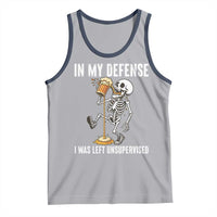 Funny Skeleton Beer Tank Top In My Defence I Was Left Unsupervised - Wonder Print Shop