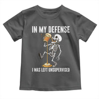 Funny Skeleton Beer Toddler T Shirt In My Defence I Was Left Unsupervised - Wonder Print Shop