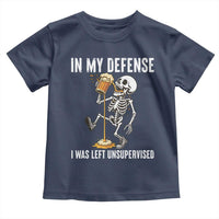 Funny Skeleton Beer Toddler T Shirt In My Defence I Was Left Unsupervised - Wonder Print Shop