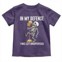Funny Skeleton Beer Toddler T Shirt In My Defence I Was Left Unsupervised - Wonder Print Shop