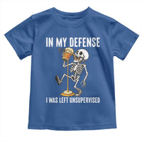 Funny Skeleton Beer Toddler T Shirt In My Defence I Was Left Unsupervised - Wonder Print Shop