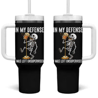 Funny Skeleton Beer Tumbler With Handle In My Defence I Was Left Unsupervised