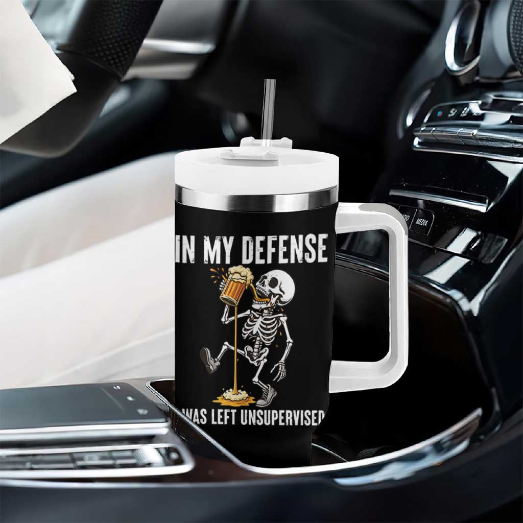 Funny Skeleton Beer Tumbler With Handle In My Defence I Was Left Unsupervised