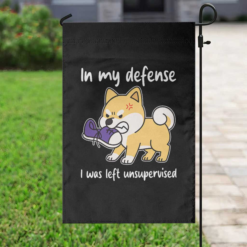 Sarcastic Dog Lover Garden Flag In My Defense I Was Left Unsupervised - Wonder Print Shop