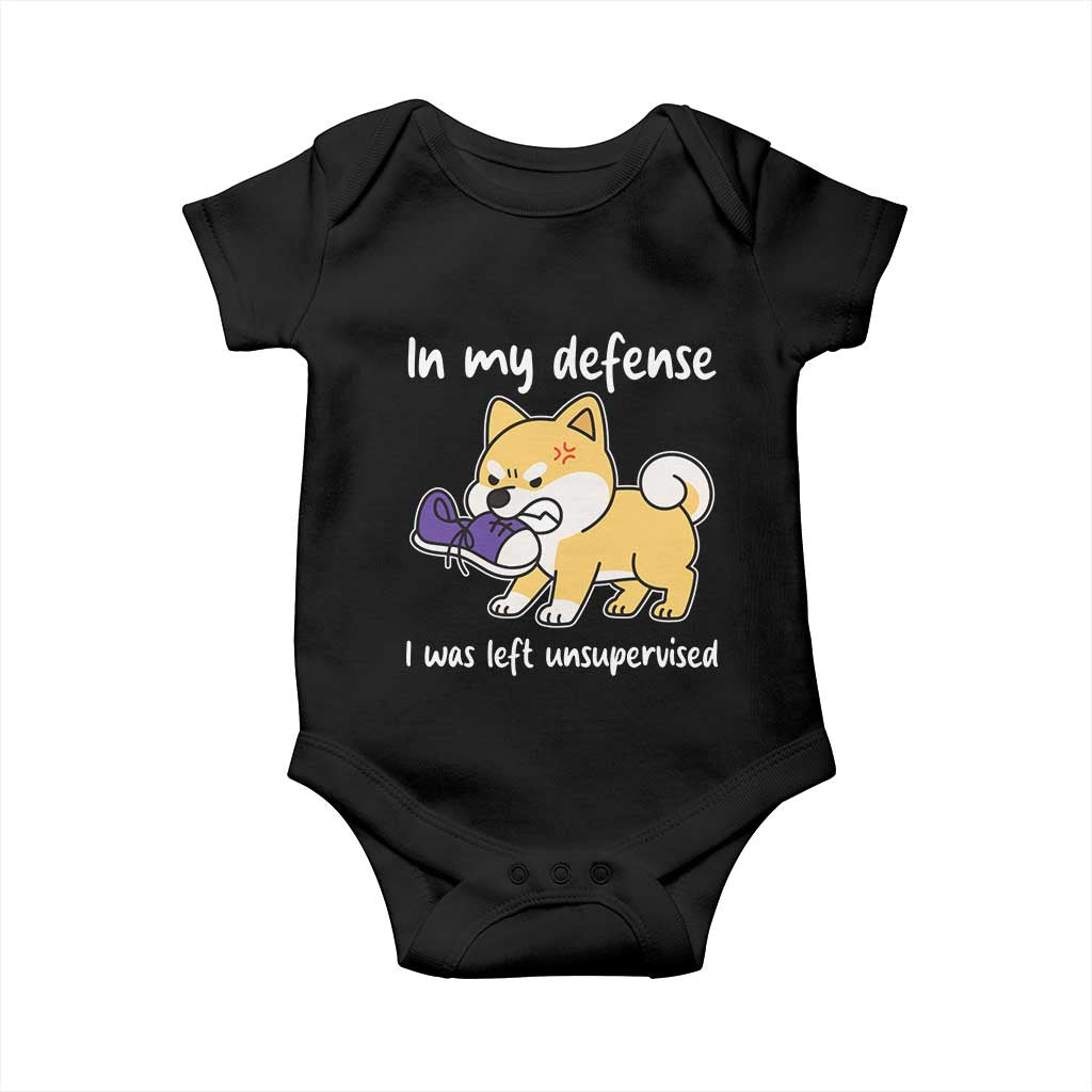 Sarcastic Dog Lover Baby Onesie In My Defense I Was Left Unsupervised - Wonder Print Shop