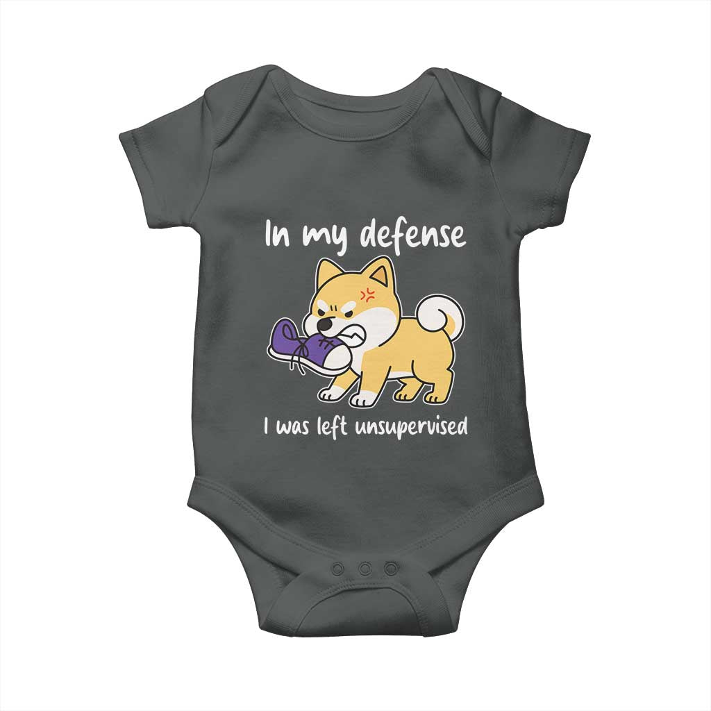 Sarcastic Dog Lover Baby Onesie In My Defense I Was Left Unsupervised - Wonder Print Shop
