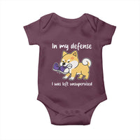 Sarcastic Dog Lover Baby Onesie In My Defense I Was Left Unsupervised - Wonder Print Shop