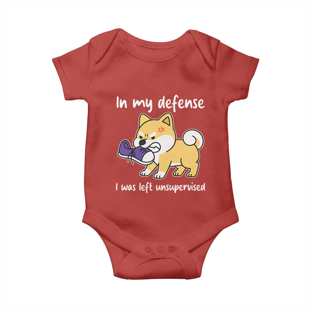 Sarcastic Dog Lover Baby Onesie In My Defense I Was Left Unsupervised - Wonder Print Shop