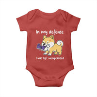 Sarcastic Dog Lover Baby Onesie In My Defense I Was Left Unsupervised - Wonder Print Shop