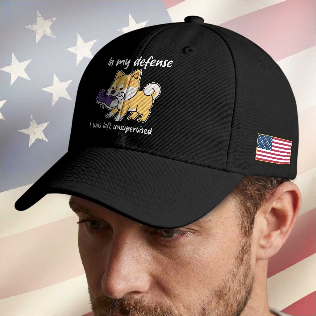 Sarcastic Dog Lover Baseball Cap In My Defense I Was Left Unsupervised