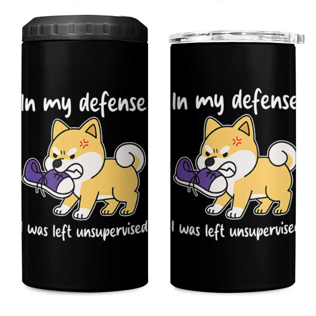 Sarcastic Dog Lover 4 in 1 Can Cooler Tumbler In My Defense I Was Left Unsupervised