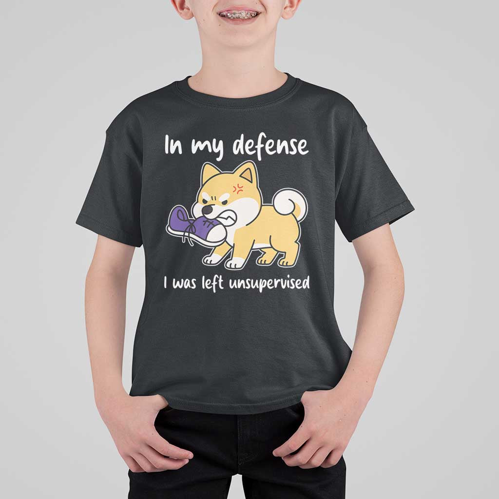 Sarcastic Dog Lover T Shirt For Kid In My Defense I Was Left Unsupervised - Wonder Print Shop