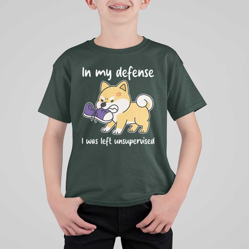Sarcastic Dog Lover T Shirt For Kid In My Defense I Was Left Unsupervised - Wonder Print Shop