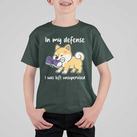 Sarcastic Dog Lover T Shirt For Kid In My Defense I Was Left Unsupervised - Wonder Print Shop