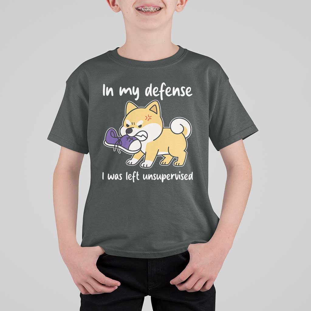 Sarcastic Dog Lover T Shirt For Kid In My Defense I Was Left Unsupervised - Wonder Print Shop