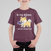 Sarcastic Dog Lover T Shirt For Kid In My Defense I Was Left Unsupervised - Wonder Print Shop