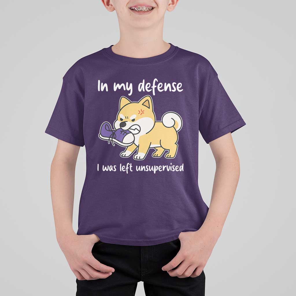Sarcastic Dog Lover T Shirt For Kid In My Defense I Was Left Unsupervised - Wonder Print Shop