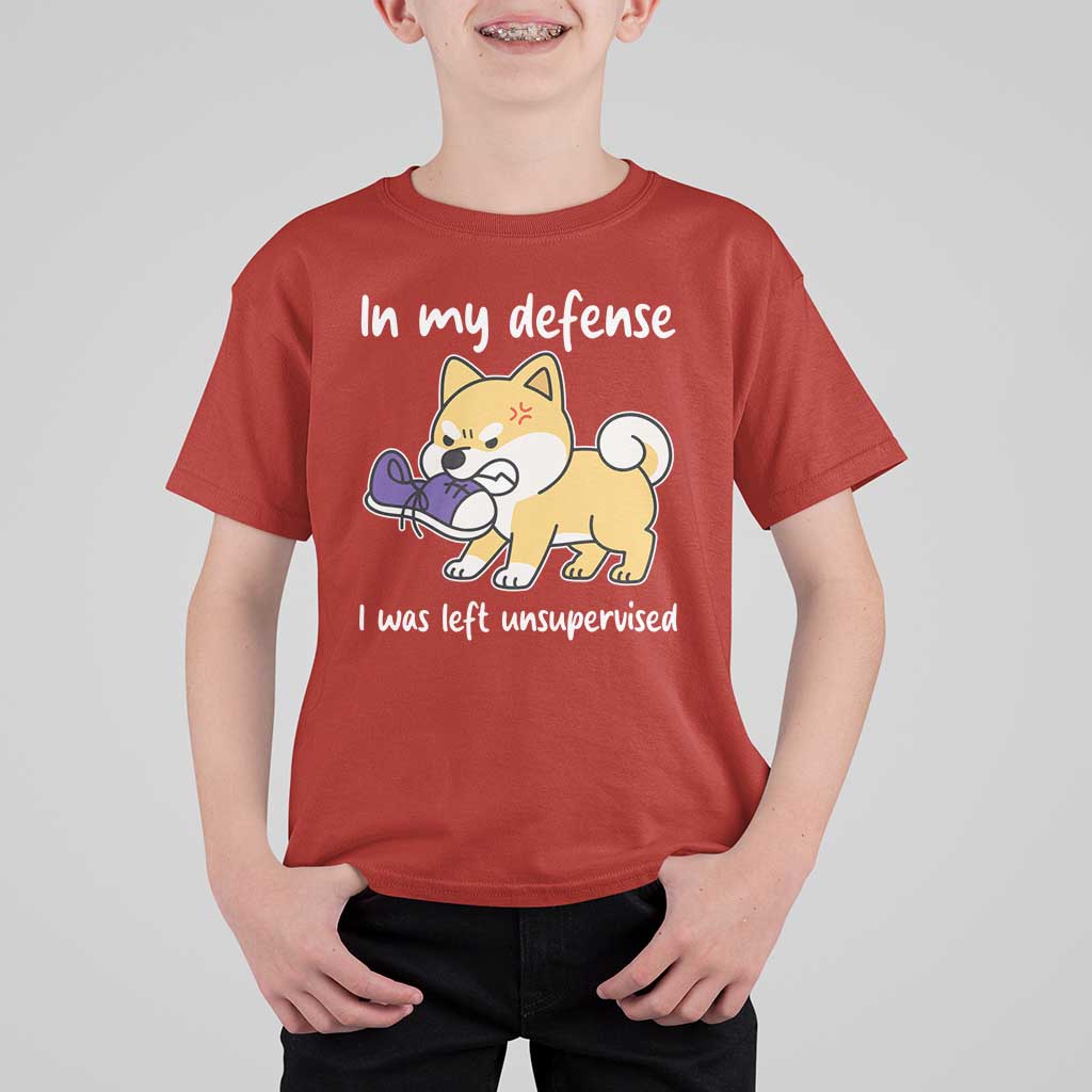 Sarcastic Dog Lover T Shirt For Kid In My Defense I Was Left Unsupervised - Wonder Print Shop
