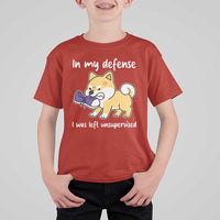 Sarcastic Dog Lover T Shirt For Kid In My Defense I Was Left Unsupervised - Wonder Print Shop