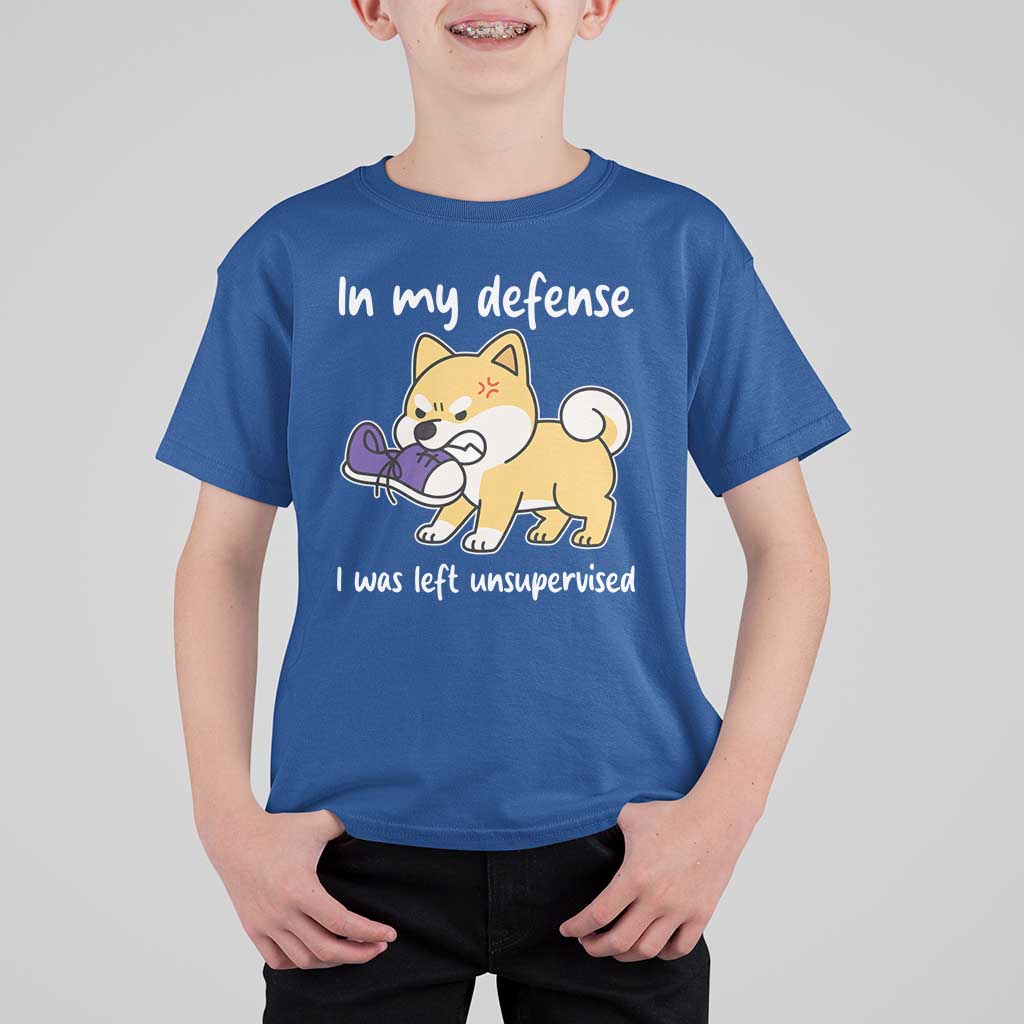 Sarcastic Dog Lover T Shirt For Kid In My Defense I Was Left Unsupervised - Wonder Print Shop