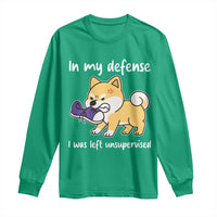 Sarcastic Dog Lover Long Sleeve Shirt In My Defense I Was Left Unsupervised - Wonder Print Shop