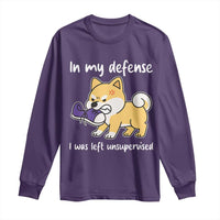Sarcastic Dog Lover Long Sleeve Shirt In My Defense I Was Left Unsupervised - Wonder Print Shop