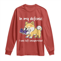 Sarcastic Dog Lover Long Sleeve Shirt In My Defense I Was Left Unsupervised - Wonder Print Shop