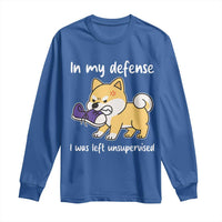 Sarcastic Dog Lover Long Sleeve Shirt In My Defense I Was Left Unsupervised - Wonder Print Shop