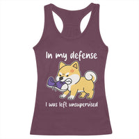 Sarcastic Dog Lover Racerback Tank Top In My Defense I Was Left Unsupervised - Wonder Print Shop