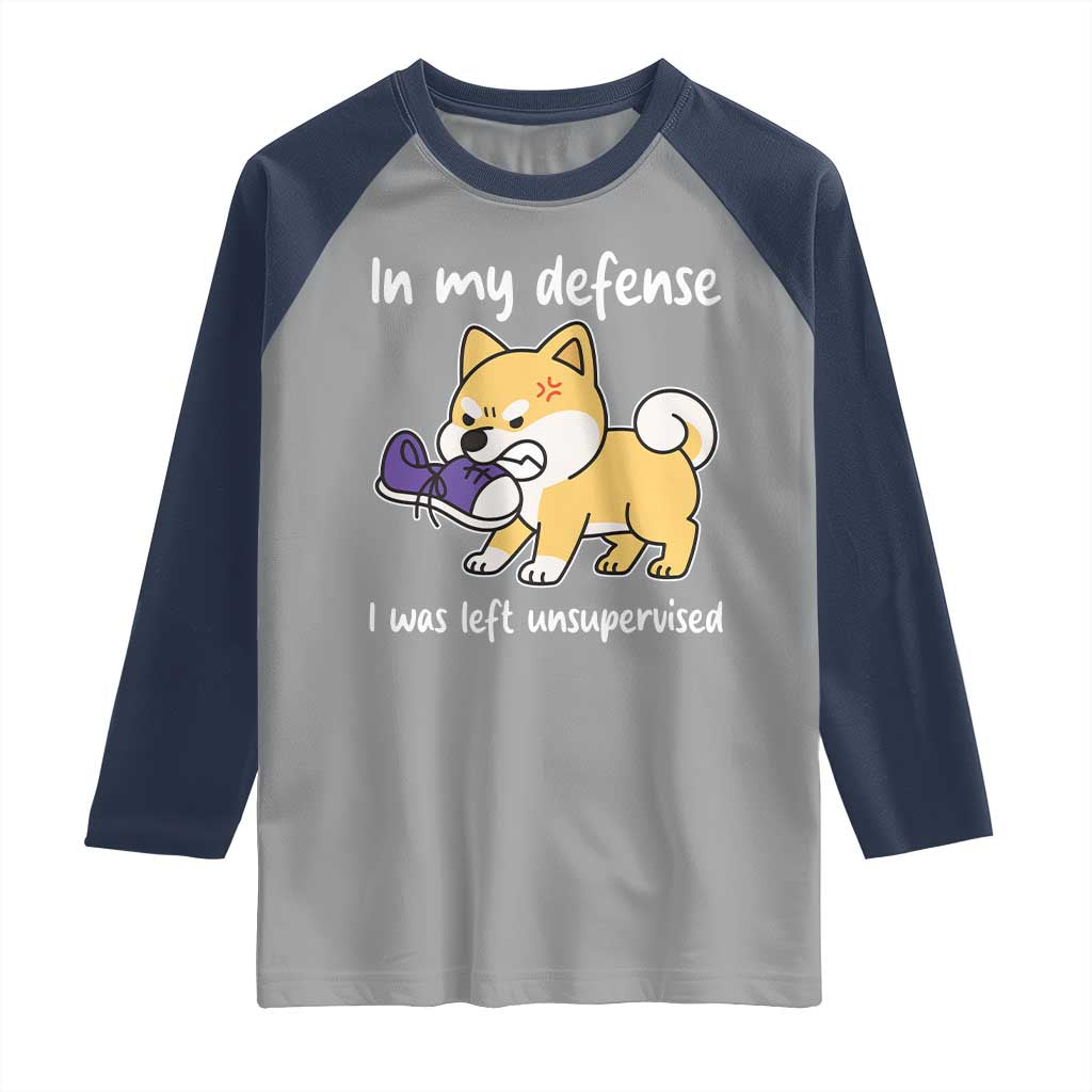 Sarcastic Dog Lover Raglan Shirt In My Defense I Was Left Unsupervised - Wonder Print Shop