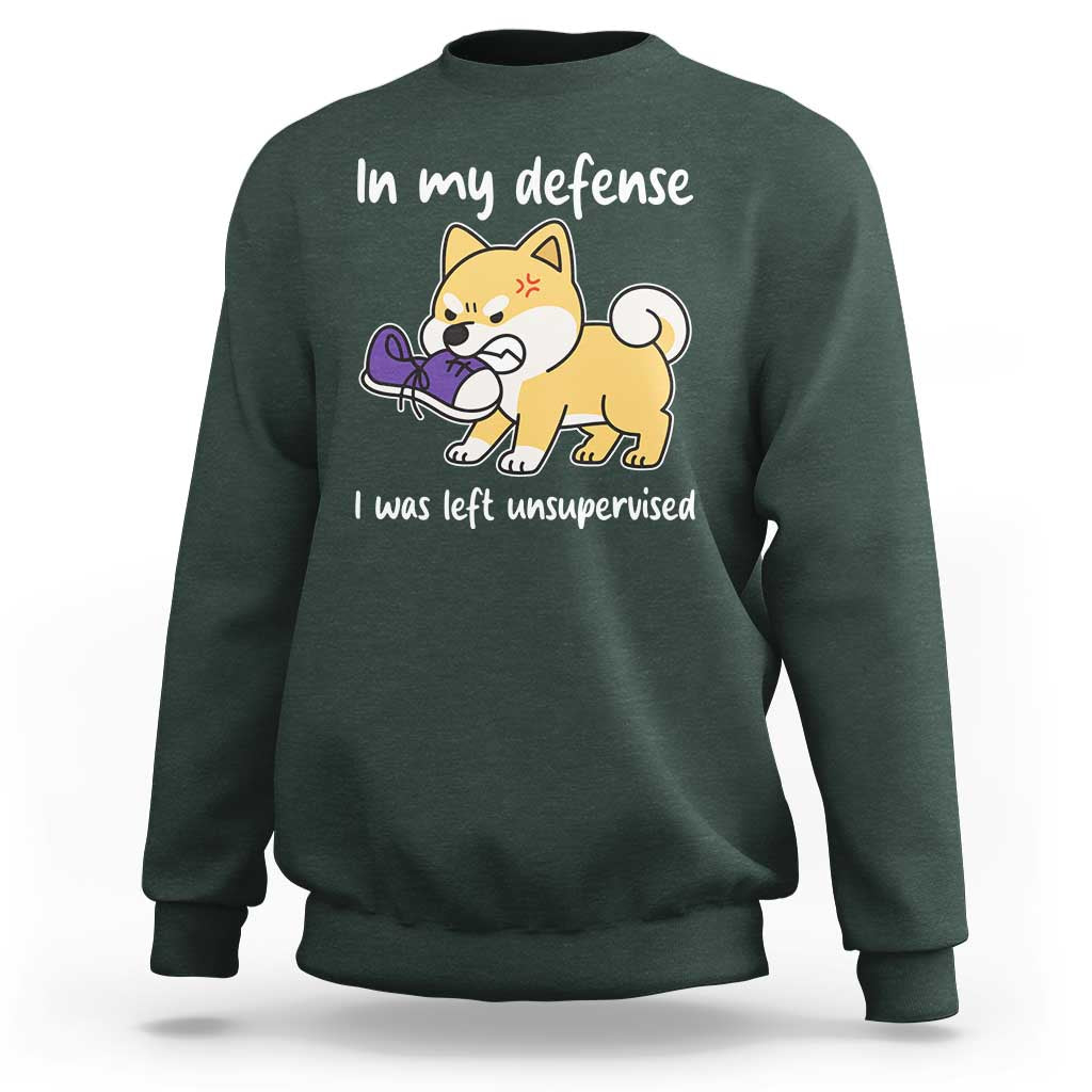 Sarcastic Dog Lover Sweatshirt In My Defense I Was Left Unsupervised - Wonder Print Shop