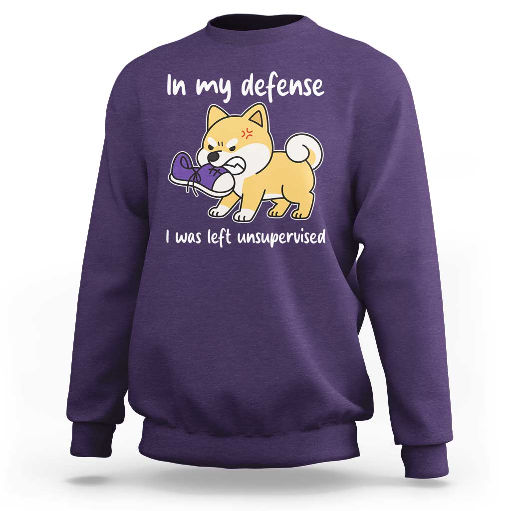 Sarcastic Dog Lover Sweatshirt In My Defense I Was Left Unsupervised - Wonder Print Shop
