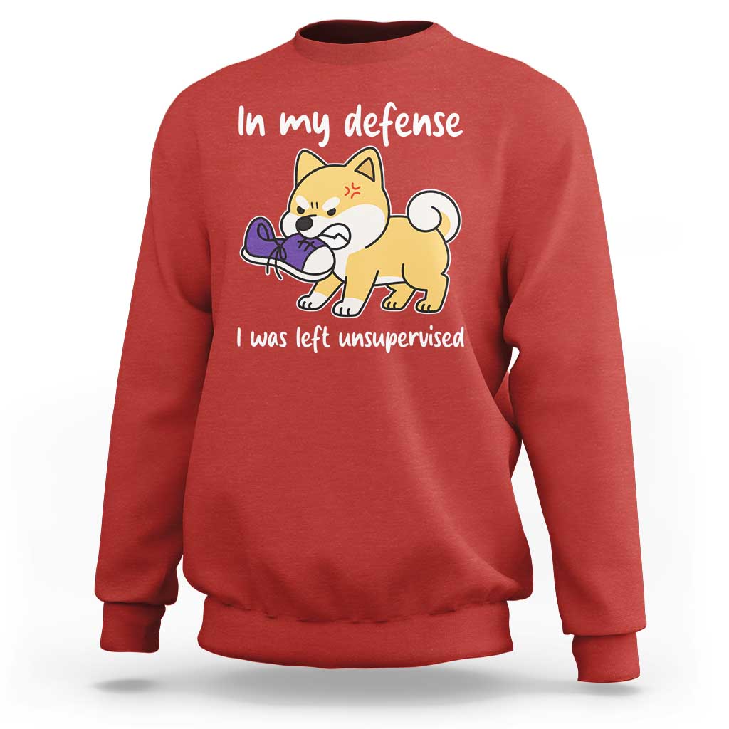 Sarcastic Dog Lover Sweatshirt In My Defense I Was Left Unsupervised - Wonder Print Shop