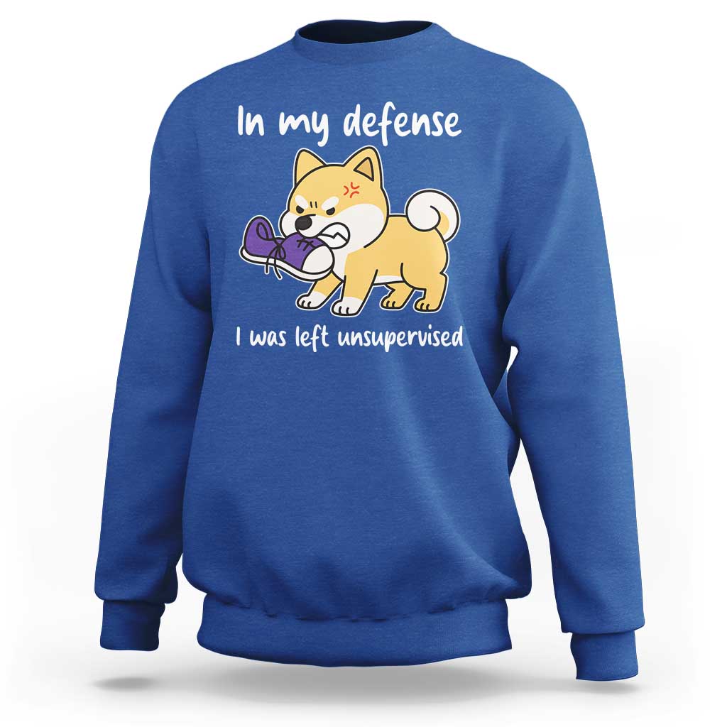 Sarcastic Dog Lover Sweatshirt In My Defense I Was Left Unsupervised - Wonder Print Shop