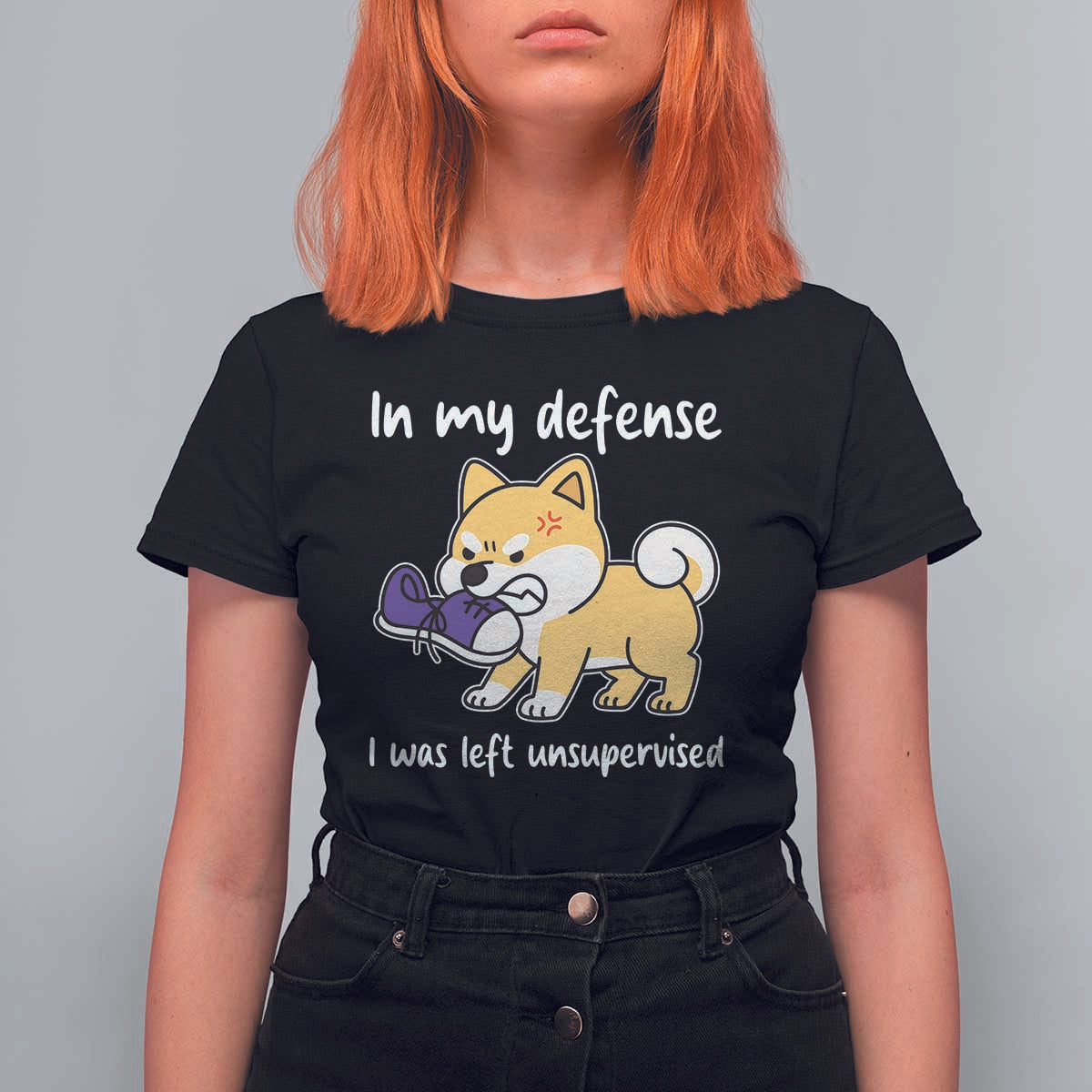 Sarcastic Dog Lover T Shirt For Women In My Defense I Was Left Unsupervised - Wonder Print Shop