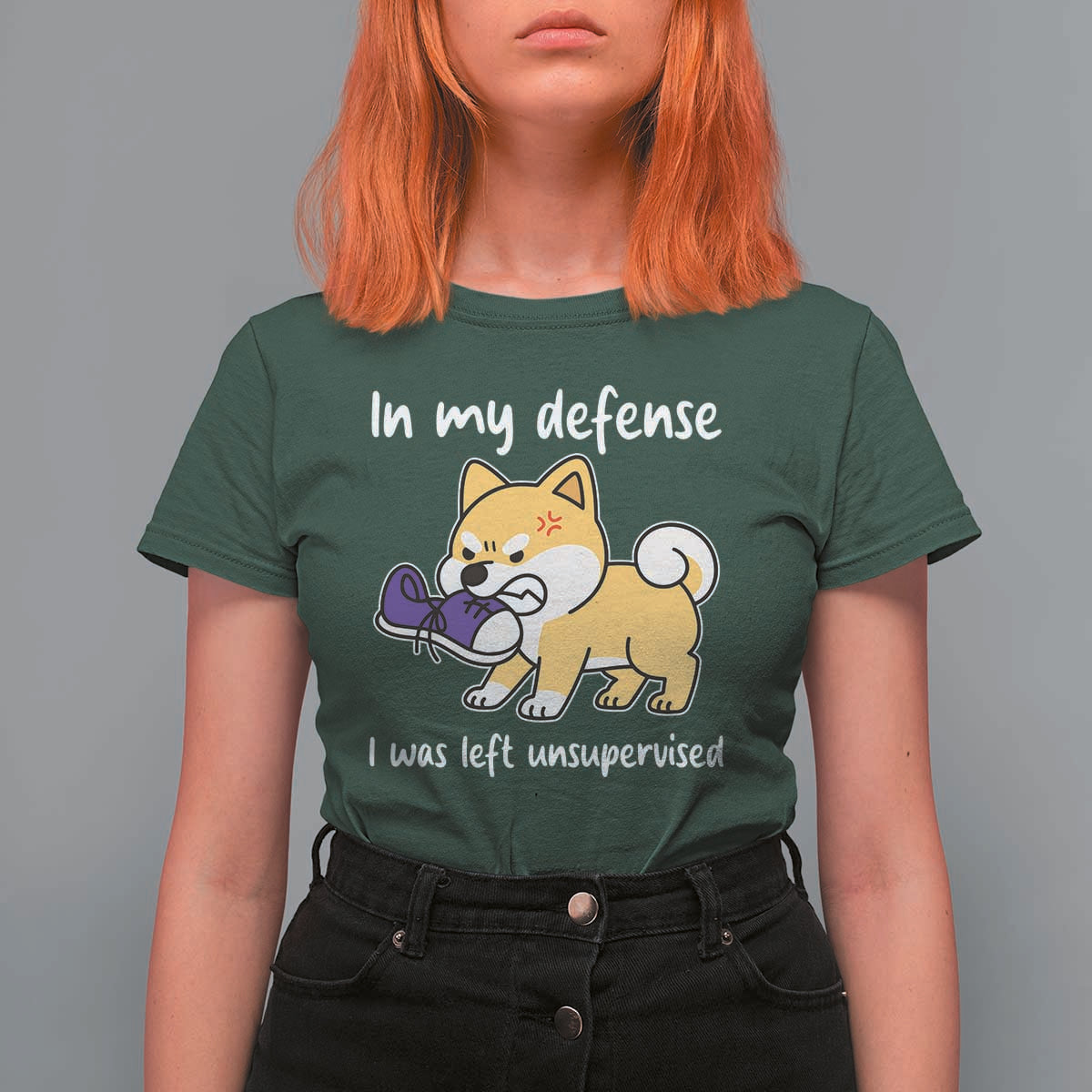 Sarcastic Dog Lover T Shirt For Women In My Defense I Was Left Unsupervised - Wonder Print Shop
