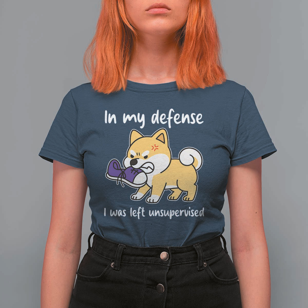 Sarcastic Dog Lover T Shirt For Women In My Defense I Was Left Unsupervised - Wonder Print Shop