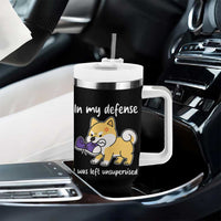 Sarcastic Dog Lover Tumbler With Handle In My Defense I Was Left Unsupervised