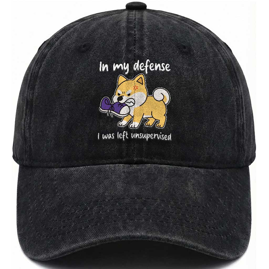 Sarcastic Dog Lover Washed Cotton Baseball Cap In My Defense I Was Left Unsupervised
