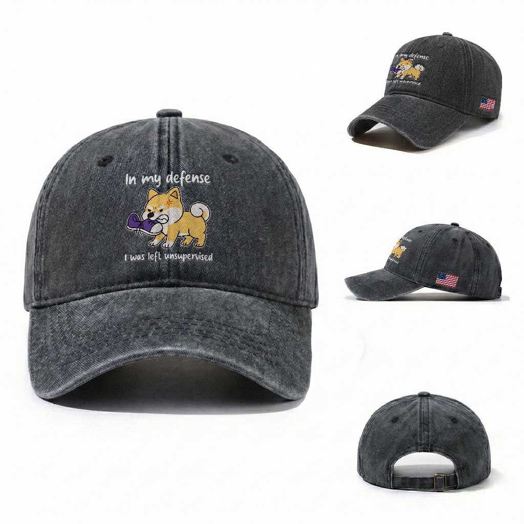 Sarcastic Dog Lover Washed Cotton Baseball Cap In My Defense I Was Left Unsupervised