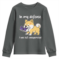 Sarcastic Dog Lover Youth Sweatshirt In My Defense I Was Left Unsupervised - Wonder Print Shop