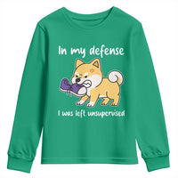 Sarcastic Dog Lover Youth Sweatshirt In My Defense I Was Left Unsupervised - Wonder Print Shop