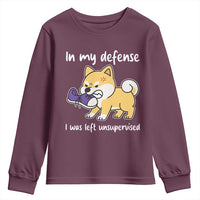 Sarcastic Dog Lover Youth Sweatshirt In My Defense I Was Left Unsupervised - Wonder Print Shop
