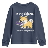 Sarcastic Dog Lover Youth Sweatshirt In My Defense I Was Left Unsupervised - Wonder Print Shop